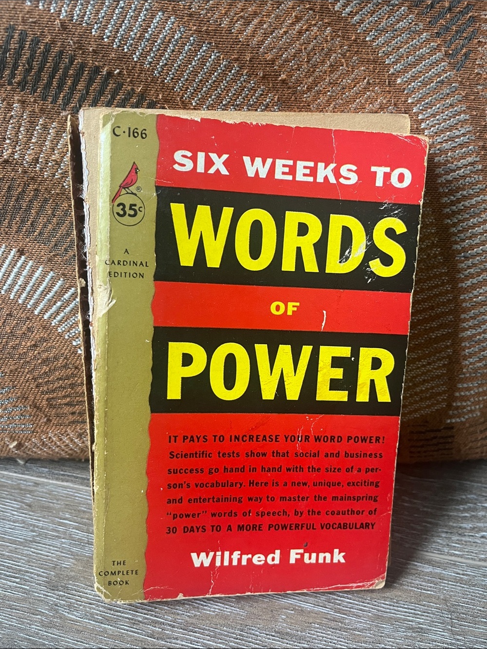 Six Weeks to Words of Power by Wilfred Funk - Red & Yellow Vintage Book 1958